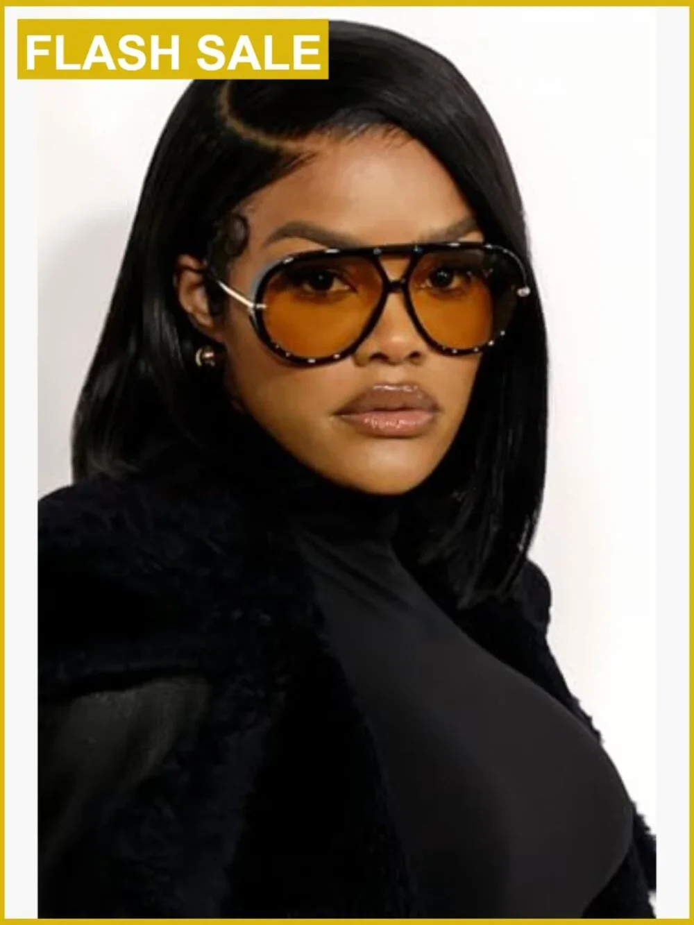 Retro Gold Oversized Aviator Sunglasses